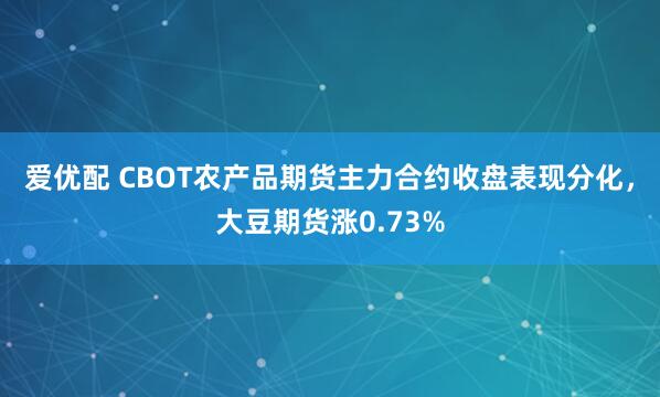 爱优配 CBOT农产品期货主力合约收盘表现分化，大豆期货涨0.73%