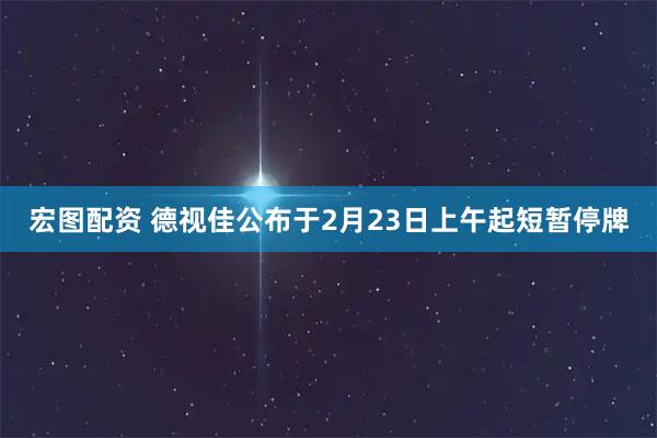 宏图配资 德视佳公布于2月23日上午起短暂停牌